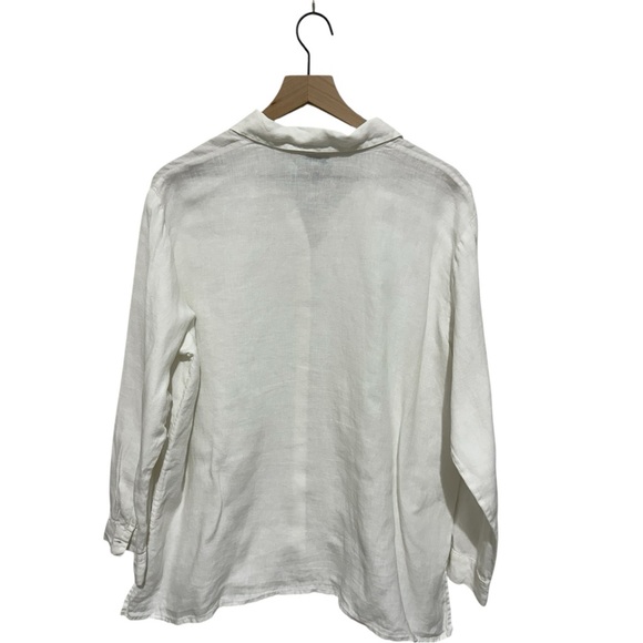 Eileen Fisher Handkerchief Linen Classic Collar Shirt Size L - Picture 3 of 10